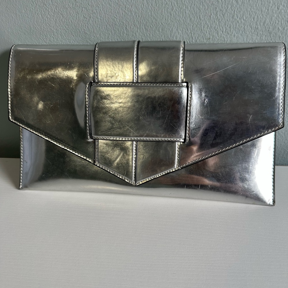 Botkier Silver Metallic Clutch